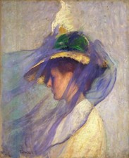 Edmund Charles Tarbell : The Blue Veil : 1898 : Archival Quality Art Print picture