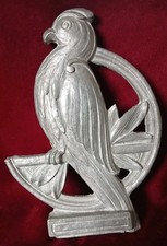 Antique Vintage  Art Deco Aluminum Parrot Plaque 8