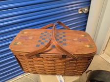 Rare Vintage 1950's Peterboro PIcnic Basket Primitive Patina picture