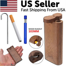 Wooden Dugout Pipe Self Cleaning Metal Bat Poker Smoking Pipe One Hitter Kit US picture
