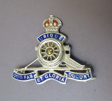 c.WWII King's Crown Royal Artillery Silver & Enamel Sweetheart Badge Brooch Pin picture