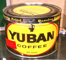 MINTY 1950S YUBAN COFFEE TIN CAN 1 POUND HOUSTON TEXAS WITH ORIGINAL LID #1 picture