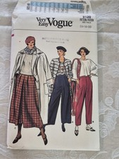 Vintage 1980s Vogue 9120 Wide Leg Pants Tapered Flared Pattern 14 16 18 UNCUT FF picture