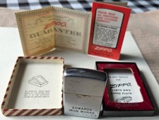 Vintage 1952 Zippo Lighter Steel Case & Insert Edwards Iron Works Unfired CIB picture
