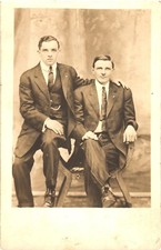Two Men Friends Brothers Studio Portrait RPPC Real Photo Postcard c. 1910 Unused picture