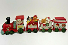Vintage Hand Painted Porcelain Bisque Christmas Train Santa Claus FREESHIP picture