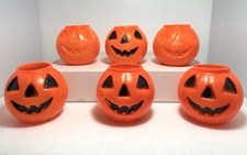 6 VTG Halloween Mini Blow Mold 1980’s JOL Jack O Lantern 2.5” Candy Party Favor picture