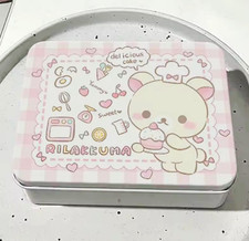 Cute Pink Kawaii Bear Metal Tin Storage Box Baking Kitchen Gift picture