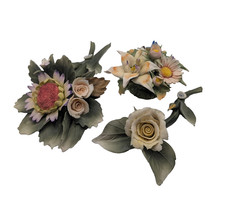 Vintage Capodimonte Porcelain Floral Mix 3 Pieces Hand Made Naples Italy picture