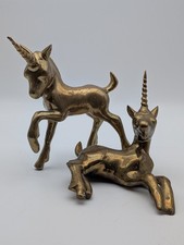 Vintage Pair Of Brass Juvenile Unicorns Possibly Freeman McFarlin picture