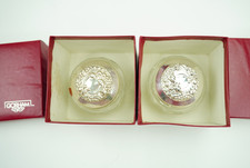 Pair Vintage Gorham Sterling Silver Cut Crystal Powder Dresser Jars Boxed 54.6g picture
