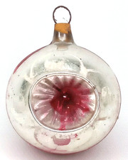 Antique 1940s Double Indent Reflector Glass Christmas Ornament Made In Germany picture