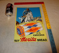 VINTAGE THE LONE RANGER MERITA BREAD METAL TV SHOW GASOLINE OIL ADVERTISING SIGN picture