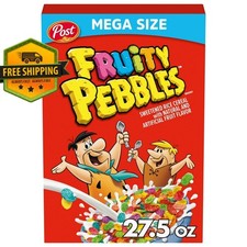 Post Fruity Pebbles Cereal Mega Size 27.5 oz Gluten Free Crunchy Rice picture
