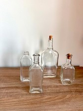 Vintage Clear Glass Bottles Set of 4 Apothecary Medicine Style Cork Bottles picture