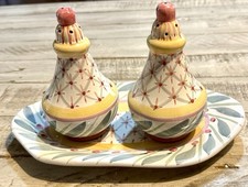 Vintage MacKenzie-Childs Brighton Pavilion salt pepper Shaker Underplate 1995 picture