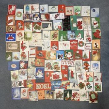 Vintage Cute Christmas Holiday Greeting Cards Lot 40s-60s Ephemera Used Santa picture