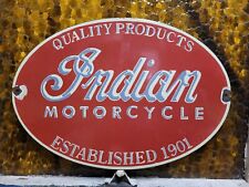 VINTAGE INDIAN MOTORCYCLE PORCELAIN SIGN SALES SERVICE DEALER ADVERTISING OVAL picture