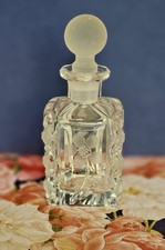 Antique Bohemian Cut Crystal Perfume Bottle With Frosted Ball Stopper 1920-1935 picture