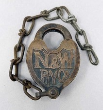 NORFOLK & WESTERN RY. OBSOLETE FANCY BACK CAST BRASS LOCK picture