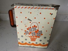 Rare Vintage 1940s Floral Laundry Soap Dispenser Tin Slide Top Lid Farmhouse picture