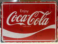 Coca-Cola Coke vintage replica Red & White Metal Garage Sign 12”x16.75” picture