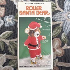 Animated Roller Skating Musical Santa Bear Vintage 1985 Christmas Toy-New In Box picture