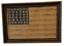 RARE 1876 ANTIQUE 38 'Dancing' Star American Parade Flag Folk Art post Civil War picture
