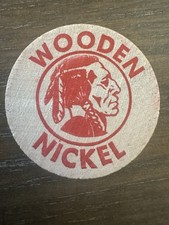 Indian Chief Red Wooden Nickel - ORIGINAL (Double Sided) picture
