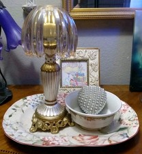 Illumin-Aries Fairy Lamp Hollywood Regency Stand & Champagne Crystal Lamp Shade picture