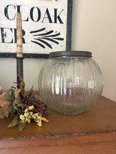 Antique Round Glass Hoosier Cabinet Sugar Jar Zipper Pattern - Pat Apr 1, 1924 picture