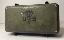 Vtg US Army Medical Field Box 6545-922-1200 Louisville Paper Label OD Green picture