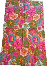 Vtg 60s/70s Retro French Terry Cloth Fabric NOS Pink Blue Green Floral 45”x27” picture