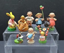8 Vintage ERZGEBIRGE HERGESTELLT GERMANY Wooden FIGURINES LOT picture