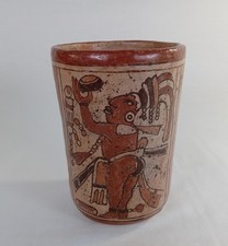 Vintage Mayan Style Pottery Pot Vase Reproduction Art Latin American Decor 6.5
