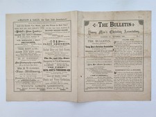 1885 antique YMCA BULLETIN rockford il YOUNG MEN'S CHRISTIAN ASSOC pamphlet ads picture