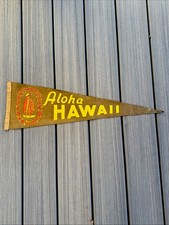 Vintage Aloha Hawaii Felt Pennant c.1950  T.H. 9”X 27” RARE   AA picture