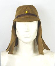 WWII WW2 Japanese Army IJA Soldier Field Wool Cap Hat With Havelock Neck Flap L picture