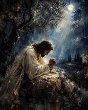 Jesus Christ Praying Canvas Print 8x10 Wall Art Christian Decor picture
