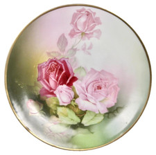 Thomas Sevres Plate Handpainted Roses Bavaria Mentone E Muller Antique 1905-08 O picture
