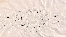 Vintage Antique White Hand Embroidered Linen Sheet B373 picture
