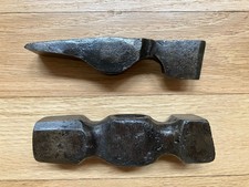 LOT OF 2 UNUSUAL VINTAGE BLACKSMITH HAMMER HEADS - ANVIL FORGE picture