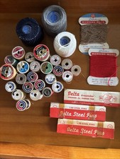 Vintage Wooden Thread Spools And Miscellaneous Sewing Notions,  ￼ picture