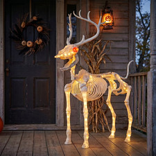 LED Lighted Deer Skeleton 5FT Indoor or Outdoor Halloween Decoration W/Light... picture