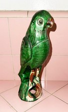 Antique Terrra Cotta Green Parrot Architectural Ornament 8.5