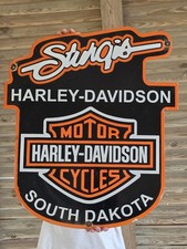 LARGE VINTAGE STURGIS HARLEY DAVIDSON PORCELAIN SIGN 30