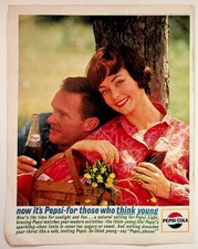 1957 Pepsi-Cola Think Young Vintage Magazine Ad - Picnic Couple Ephemera picture
