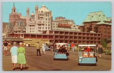1970 Atlantic City NJ Boardwalk Rolling Chairs Vintage Postcard Curteichcolor picture