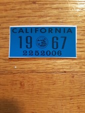 1967 California license plates registration YOM DMV stickers picture