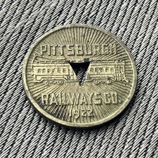1922 Pittsburgh Railways Co Transit Token Trolley Streetcar Fare Triangle Cutout picture